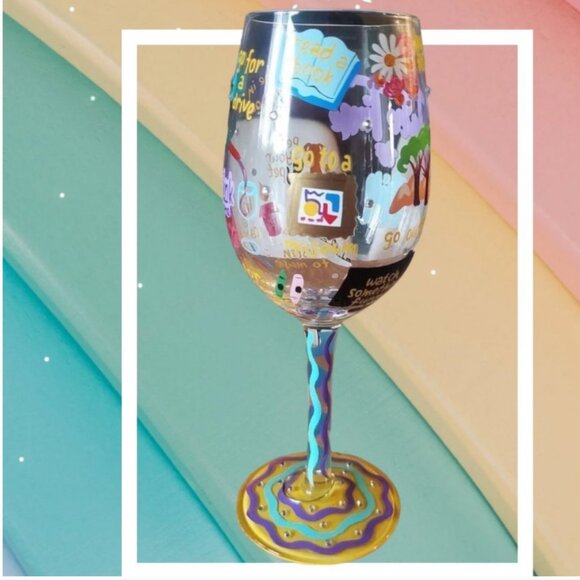 Enesco designs by Lolita Best friend ever hand-panted Artisan Wine Glass - Picture 4 of 5